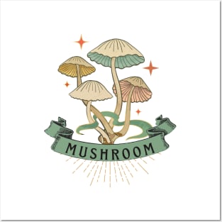 Groovy Vibes Colorful Vintage Mushroom Posters and Art